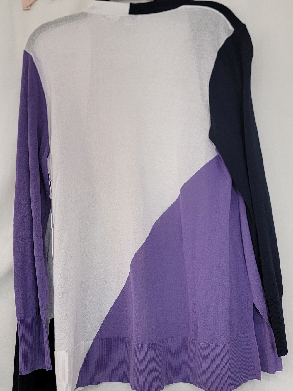 Chico's Purple, White & Black Long-Sleeve Colorblock Top